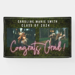 Neon Congrats Graduate 2 Photo Graduation Party Banner