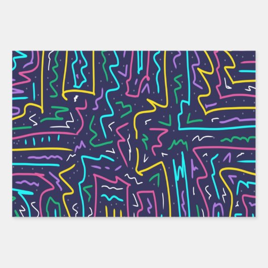Neon Contrast Space Art Geschenkpapier Set (Vorderseite 2)