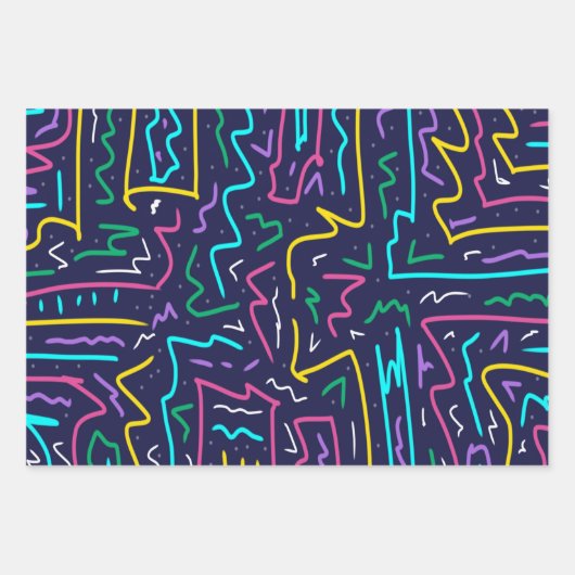 Neon Contrast Space Art Geschenkpapier Set (Vorderseite)