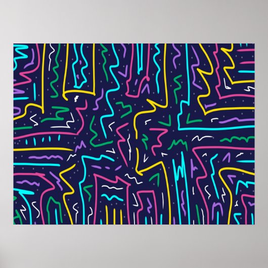 Neon Contrast Space Art Poster (Vorne)