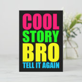 Neon Cool Story Bro Einladung (Stehend Vorderseite)