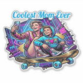  Neon Coolest Mom & Son Synthwave Sticker (Vorderseite)