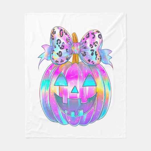 Neon Coquette Halloween Pumpkin Fleecedecke (Vorderseite)