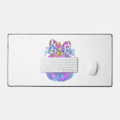 Neon Coquette Halloween Pumpkin Schreibtischunterlage (Tastatur & Maus)