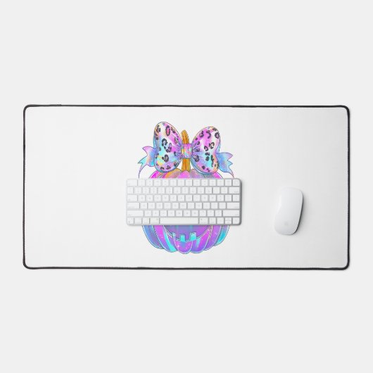 Neon Coquette Halloween Pumpkin Schreibtischunterlage (Tastatur & Maus)