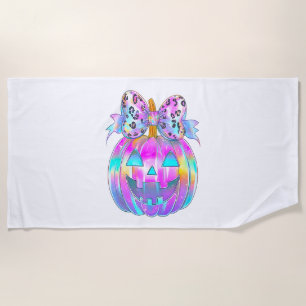 Neon Coquette Halloween Pumpkin Strandtuch