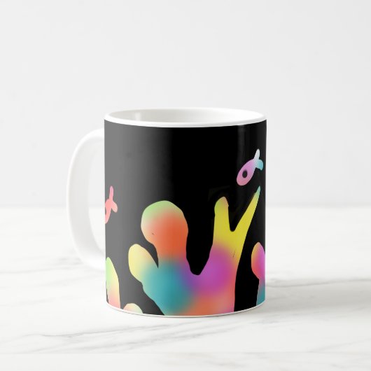 Neon coral and fish kaffeetasse (Vorderseite Links)