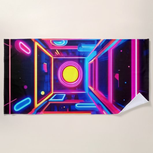 Neon Corridor: Eine digitale Odyssee Strandtuch (Vorderseite)