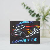 Neon Corvette Postkarte (Stehend Vorderseite)