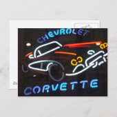 Neon Corvette Postkarte (Vorne/Hinten)
