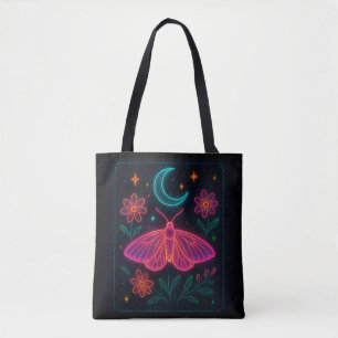 Neon Cosmic Butterfly Ätherische Blume und Stern Tasche