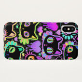 Neon Cosmic Cats iPhone Case - Farbenfroh Glow-in- (Rückseite (Horizontal))
