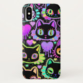 Neon Cosmic Cats iPhone Case - Farbenfroh Glow-in- (Rückseite)