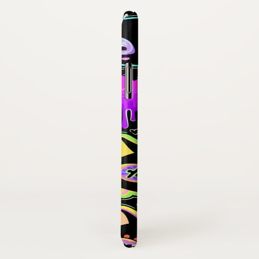 Neon Cosmic Cats iPhone Case - Farbenfroh Glow-in- (Hinten/Rechts)