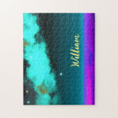 Neon Cosmic Cloudscape mit Twinkling Stars Puzzle (Vertikal)