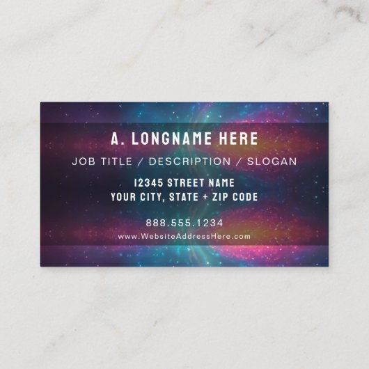 Neon Cosmic Galaxy Reiki Healer Company Logo Visitenkarte (Rückseite)