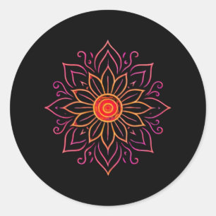 Neon Cosmic Mandala Sticker   Ethereal Vintag Glo