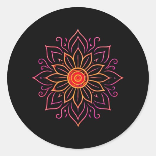 Neon Cosmic Mandala Sticker | Ethereal Vintag Glo (Vorderseite)