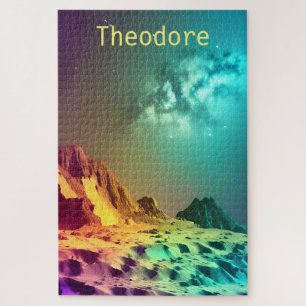Neon Cosmic Mountain Range Puzzle