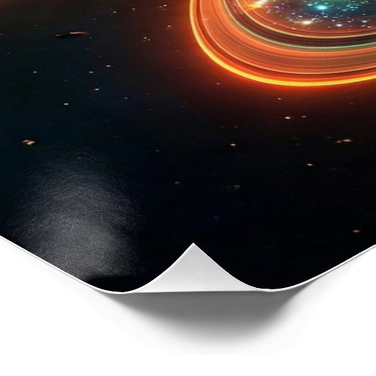 Neon Cosmic Planet – Dripping Galaxy Art | Glossy Poster (Ecke)