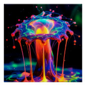 Neon Cosmic Splash – Vibrant Abstract Fantasy Art Poster (Vorderseite)