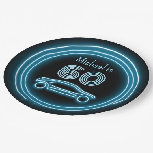 Neon Coupé Rennwagen - Motorsport Custom Men Pappteller (Schrägansicht)