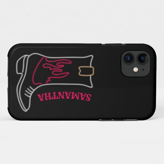 Neon Cowboy Boot Anpassbarer Name Case-Mate iPhone Hülle (Rückseite (Horizontal))