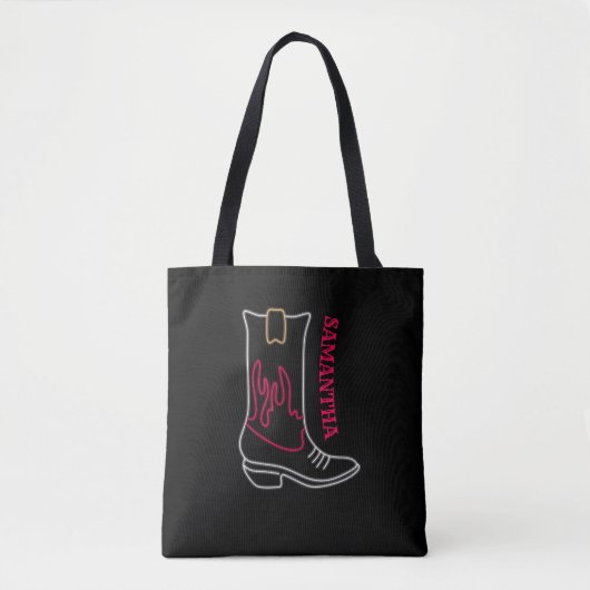 Neon Cowboy Boot Anpassbarer Name Tasche (Vorderseite)