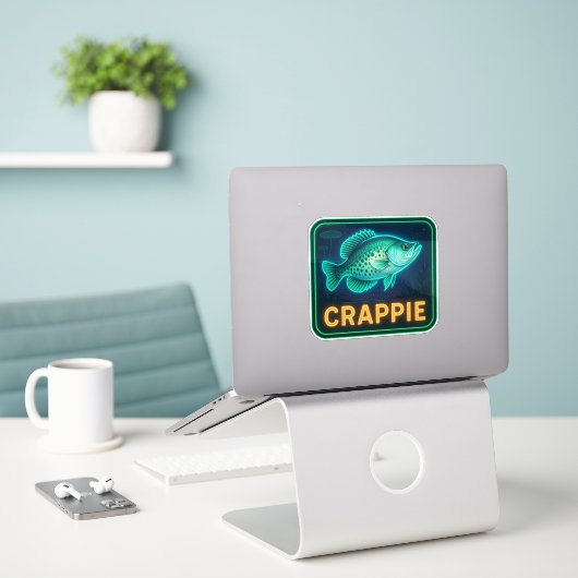 Neon CRAPPIE Sticker (Laptop auf Schreibtisch)