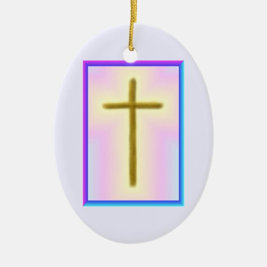 Neon Cross Keramik Ornament (Vorne)