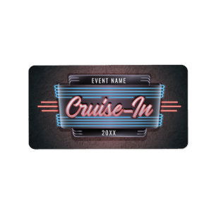 Neon Cruise-in-Aufkleber Adressaufkleber