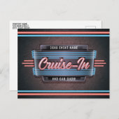 Neon Cruise-in Postcard Einladung Postkarte (Vorne/Hinten)
