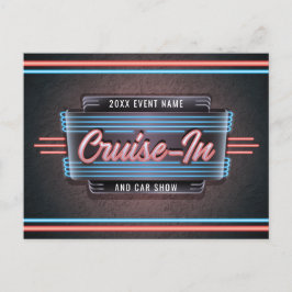 Neon Cruise-in Postcard Einladung Postkarte