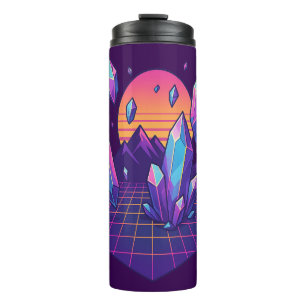 Neon Crystalscape - 80er Vapor Gem Vibes Thermosbecher