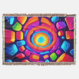 Neon Cube Vortex Art Decke