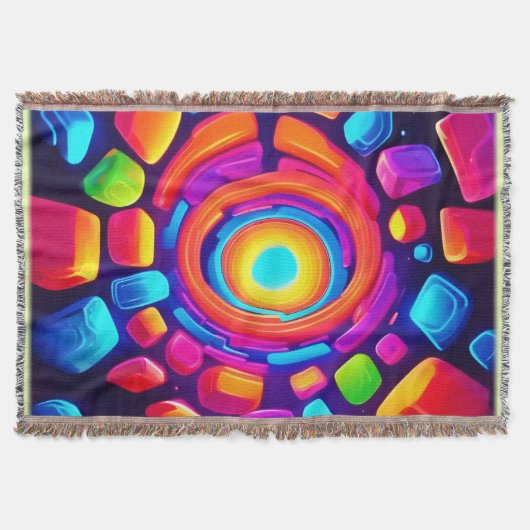 Neon Cube Vortex Art Decke (Vorderseite)