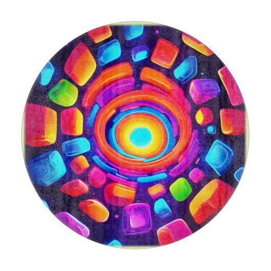Neon Cube Vortex Art Schneidebrett (Vorderseite)