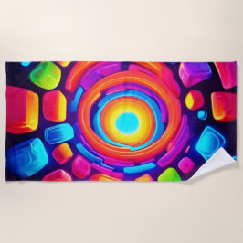 Neon Cube Vortex Art Strandtuch