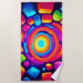 Neon Cube Vortex Art Strandtuch (Vorderseite)