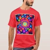 Neon Cube Vortex Art T-Shirt (Vorderseite)