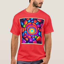 Neon Cube Vortex Art T-Shirt