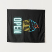 Neon Cupcake Open Sign Wandteppich (Vorderseite (Horizontal))