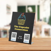 Neon Cupcake Scan zur Bezahlung QR Code Pedestzeic Sockelschild
