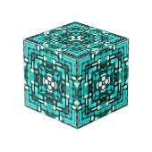 Neon-Cyan Imagination Cube Würfel (Vorderseite Schrägansicht)