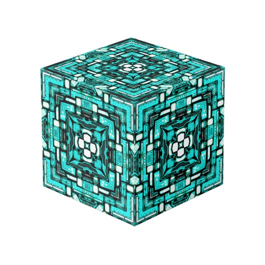 Neon-Cyan Imagination Cube Würfel (Vorderseite Schrägansicht)
