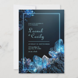 Neon Cyan Leuchten Elektrisch Blau Kristall Rahmen Einladung