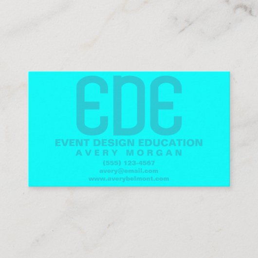 Neon Cyan Minimal Visitenkarte (Vorderseite)