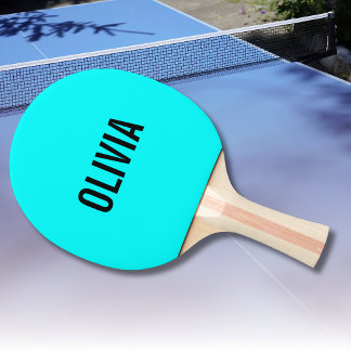 Neon Cyan Modern Name | Trendy Minimalistisch Tischtennis Schläger