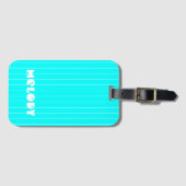 Neon Cyan White Thin Vertikal Stripname Gepäckanhänger (Vorderseite (Horizontal))