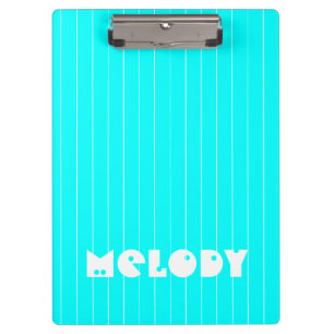 Neon Cyan White Thin Vertikal Stripname Klemmbrett